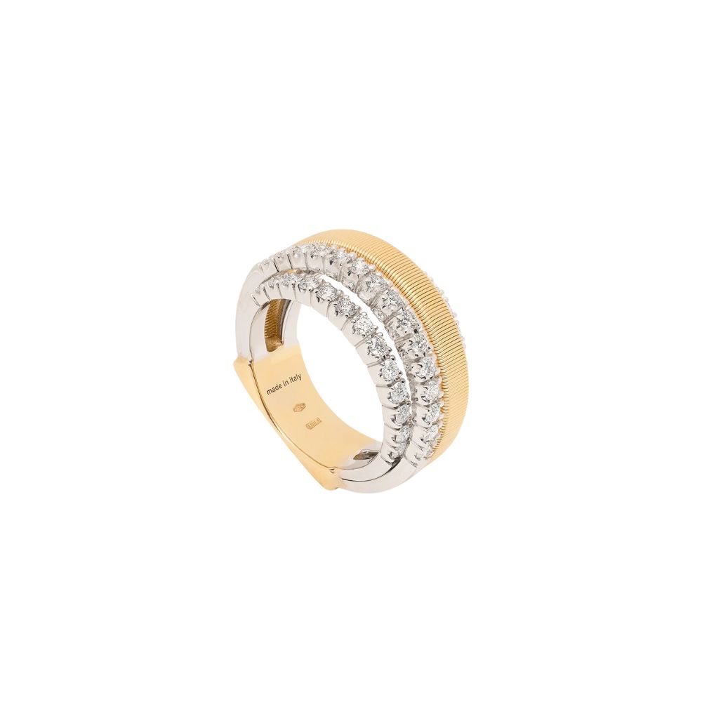 Marco Bicego Masai Collection 18k Yellow Gold 4-Strand Coil Ring With 2 Diamond Pavé Bands